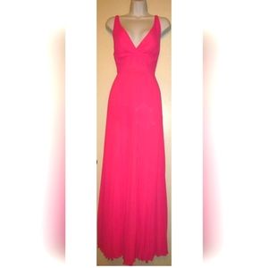 LAUNDRY BY SHELLI SEGAL PINK OPEN BACK PLEAT CHIFFON DRESS GOWN SIZE 8P